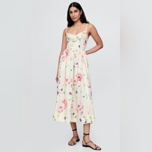 Gap Corset Floral Cami Maxi Dress NWT L Romantic Feminine Summer Wedding Guest